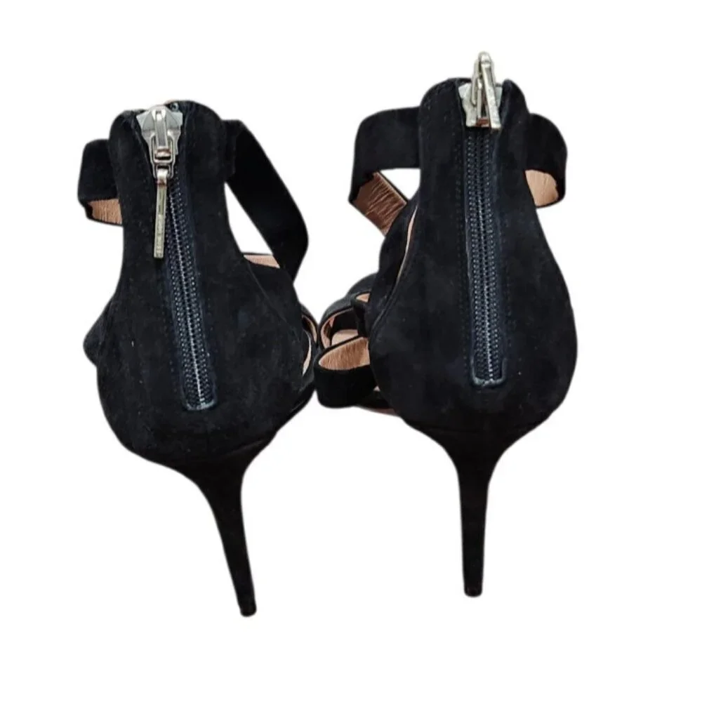 BOSS Hugo Boos GRACE Black Suede Strappy Stiletto Sandals Heels Sze EU38/7.5
